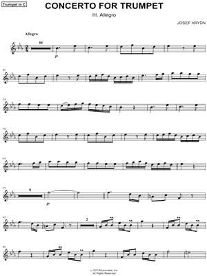Concerto for Trumpet - III. Allegro - C Trumpet