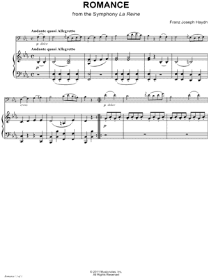 Romance from the Symphony La Reine - Piano Accompaniment