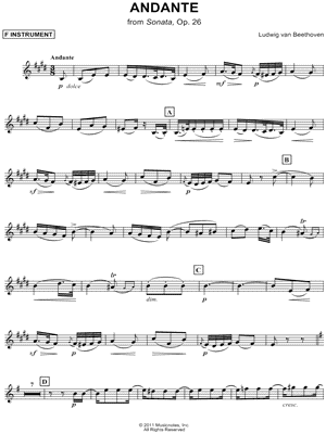 Andante from Sonata, Op. 26 - F Instrument