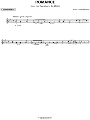 Romance from the Symphony La Reine - C Instrument