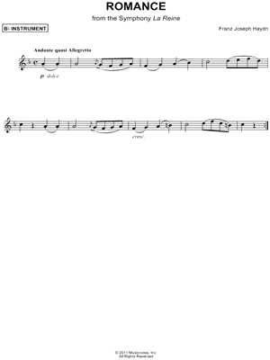 Romance from the Symphony La Reine - Bb Instrument