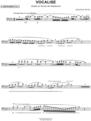 Vocalise - Étude En Forme De Habanera - Bass Clef Instrument