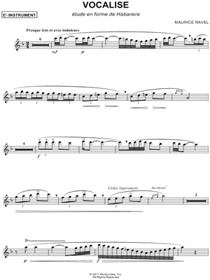 Vocalise - Étude En Forme De Habanera - Eb Instrument