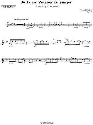 Auf dem Wasser zu singen - C Instrument