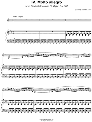 Clarinet Sonata in Eb Major, Op. 167: IV. Molto Allegro - Piano Accompaniment