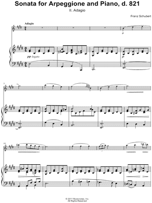 Sonata for Arpeggione and Piano, d. 821: II. Adagio - Piano part