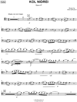 Kol Nidrei, Op. 47 - Cello Part