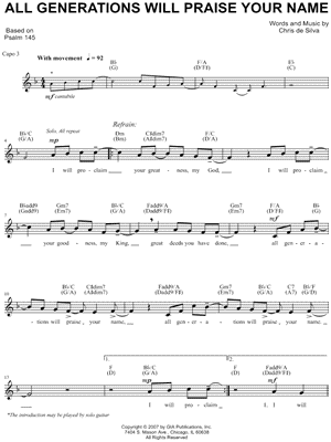 All Generations Will Praise Your Name