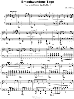Lyric Pieces: Opus 57, No. 1. Enschwundene Tage