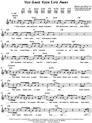 You Gave Your Life Away