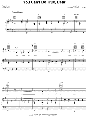 You Can't Be True, Dear