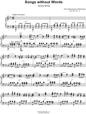 Songs Without Words, No. 2: Allegro con fuoco