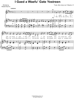 I Gaed a Waefu' Gate Yestreen