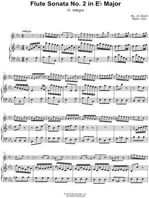 Flute Sonata No. 2 in Eb Major: III. Allegro - Piano Accompaniment