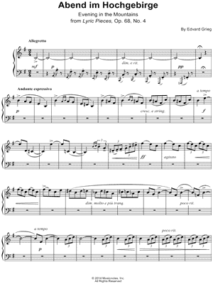 Lyric Pieces, Op. 68, No. 4: Abend im Hochgebirge