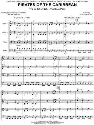 The Medallion Calls - The Black Pearl - Score (String Quartet)