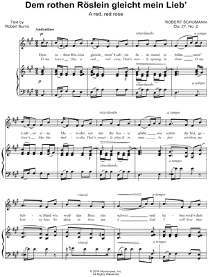 Lieder und Gesänge, Vol. 1, Op. 27: II. Dem rothen Röslein gleicht mein Lieb'