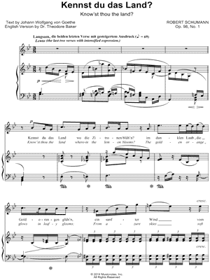Lieder und Gesänge aus 'Wilhelm Meister', Op. 98a: I. Mignon (Kennst du das Land?)