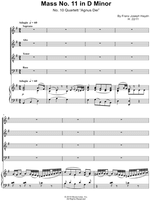Mass No. 11 in D Minor "Nelson" No. 10 Quartett "Agnus Dei"