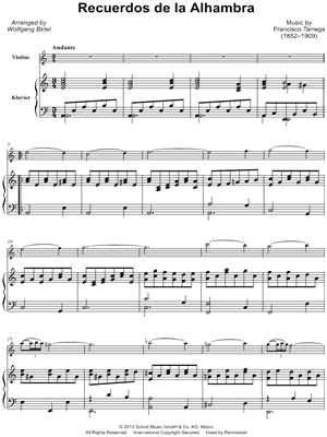 Recuerdos de la Alhambra - Violin & Piano