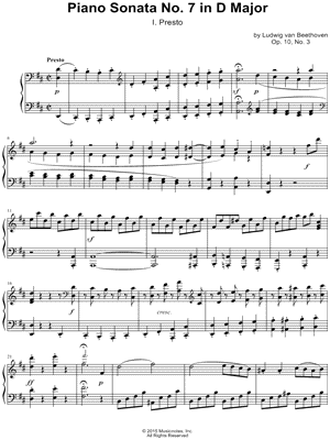 Piano Sonata No. 7 in D Major: I. Presto