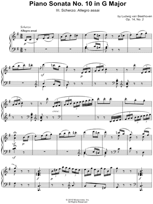 Piano Sonata No. 10 in G Major: III. Scherzo: Allegro assai