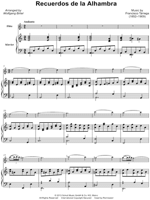 Recuerdos de la Alhambra - Flute & Piano
