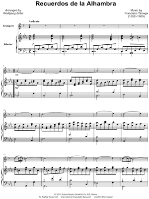 Recuerdos de la Alhambra - Trumpet & Piano