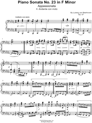 Piano Sonata No. 23 in F Minor, Op. 57 (Appassionata): II. Andante con moto