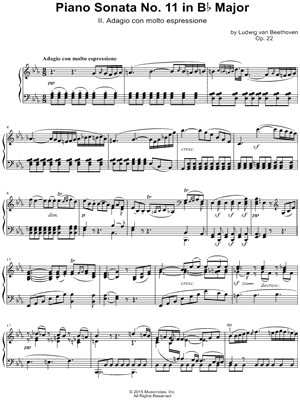 Piano Sonata No. 11 in Bb Major, Op. 22: II. Adagio con molto espressione