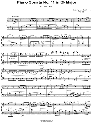 Piano Sonata No. 11 in Bb Major, Op. 22: III. Menuetto