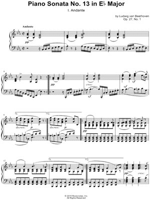 Piano Sonata No. 13 in Eb Major "Quasi una fantasia": I. Andante