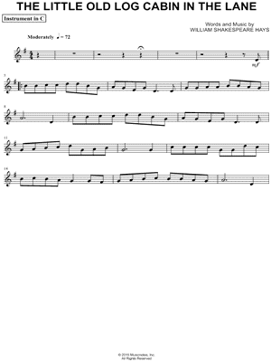 The Little Old Log Cabin in the Lane - C Instrument