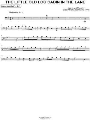 The Little Old Log Cabin in the Lane - Bass Clef Instrument