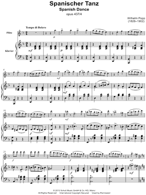 6 Vortragsstücke, Op. 437: IV. Spanischer Tanz - Flute & Piano