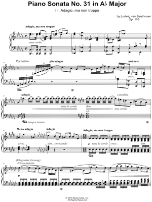 Piano Sonata No. 31 in A Major, Op. 110: III. Adagio, ma non troppo