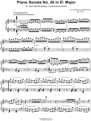 Piano Sonata No. 26 in Eb Major, "Les Adieux": III. Das Wiedersehen: Vivacissimamente