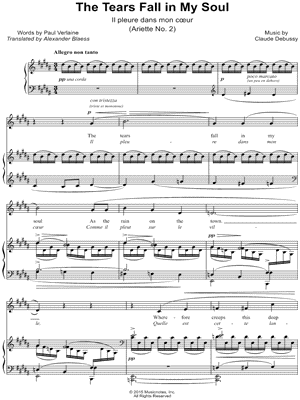 Ariettes oubliées, L. 60: II. The Tears Fall in My Soul (Il pleure dans mon coeur)