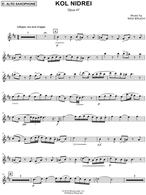 Kol Nidrei, Op. 47 - Alto Saxophone Part
