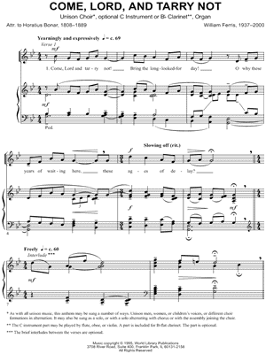 Come, Lord, and Tarry Not