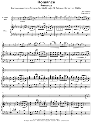 Concerto No. 3 in Bb Major: II. Romance - Clarinet & Piano