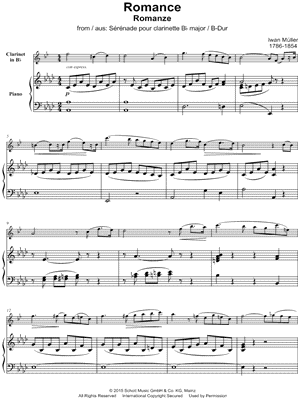 Serenade for Clarinet in Bb Major: IV. Romance - Clarinet & Piano