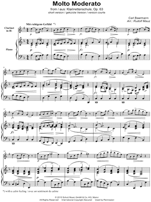 Molto Moderato from Klarinettenschule, Op. 63 - Clarinet & Piano
