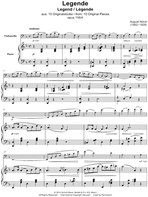 10 Original Pieces, Op. 116: IV. Legend - Cello & Piano