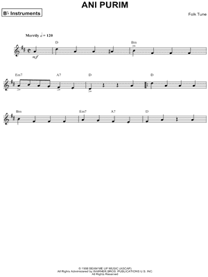 Ani Purim - Bb Instrument