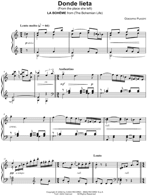 La bohème: Act III - "Donde lieta"