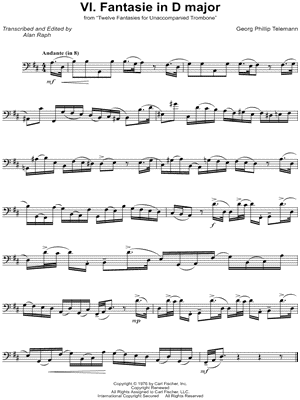 12 Fantasies for Unaccompanied Trombone, TWV 40:2-13: VI. Fantasie in D Major