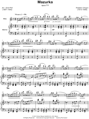Mazurka, Op. 7, No. 1 - Flute & Piano