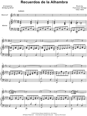 Recuerdos de la Alhambra - French Horn & Piano