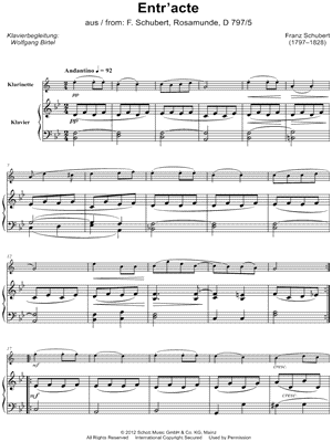 Rosamunde: Entr'acte - Clarinet & Piano